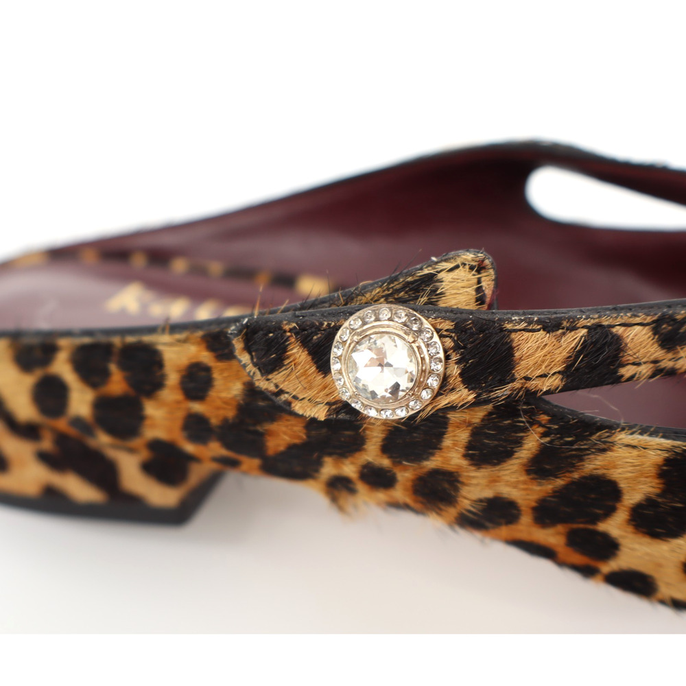 Kate Spade Leopard Print Pointed Toe Slingback Flats - Brown - Picture 8 of 12